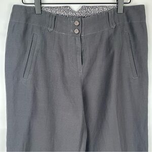 Poetry Trouser Pants Size US 6 UK 10 Gray Linen Blend Ankle Taper Floral Trim
